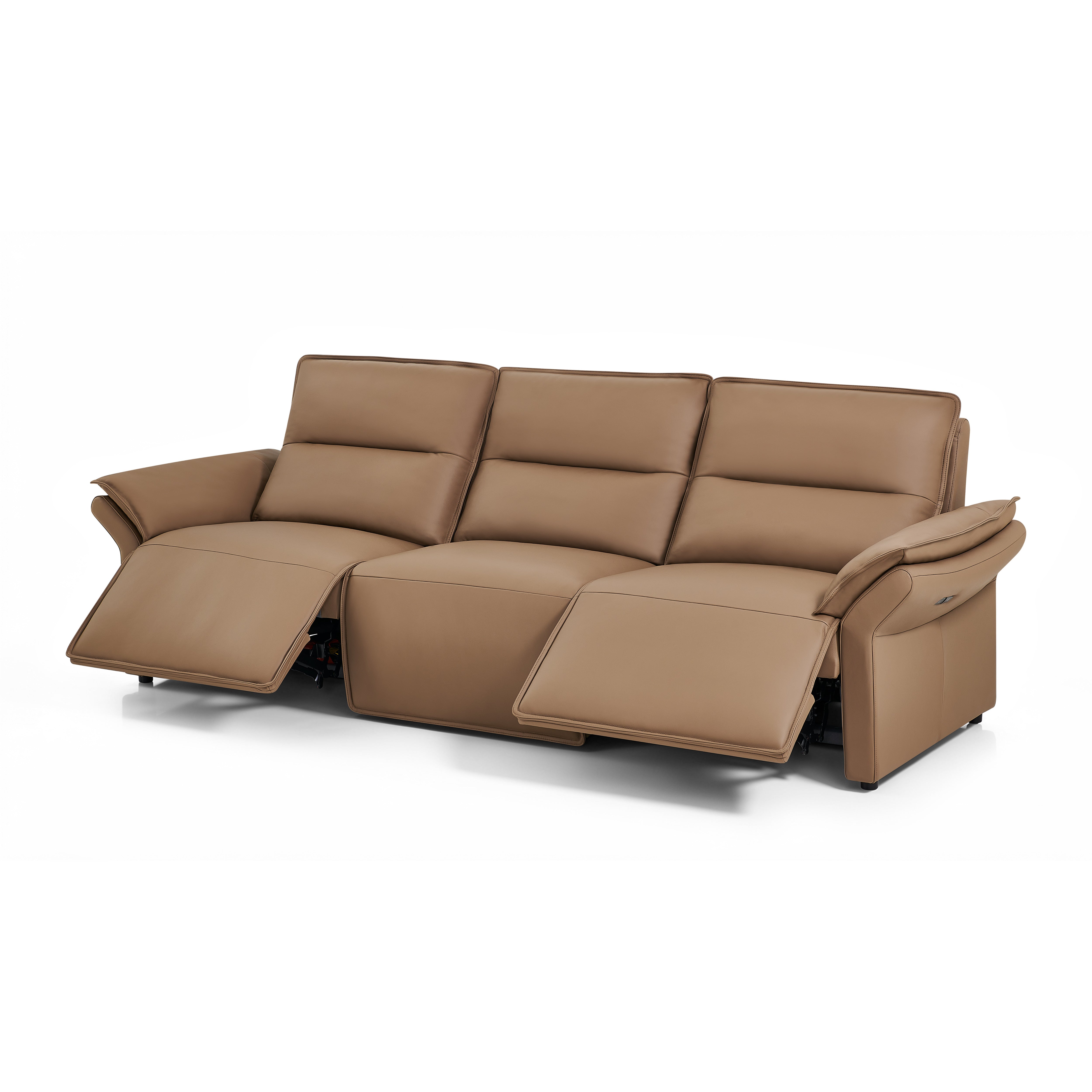 Crown Leather Sofa with Dual Recliners, Cupholders & Storage Console