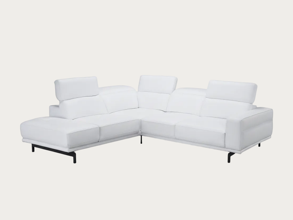 Davenport sectional sofa in white leather