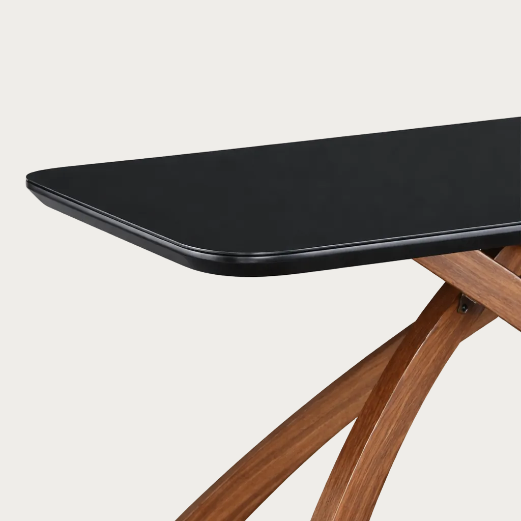 Emily black dining table with wooden legs