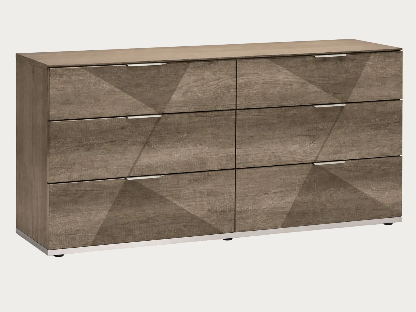 Favignana wooden dresser with geometric design on a white background.