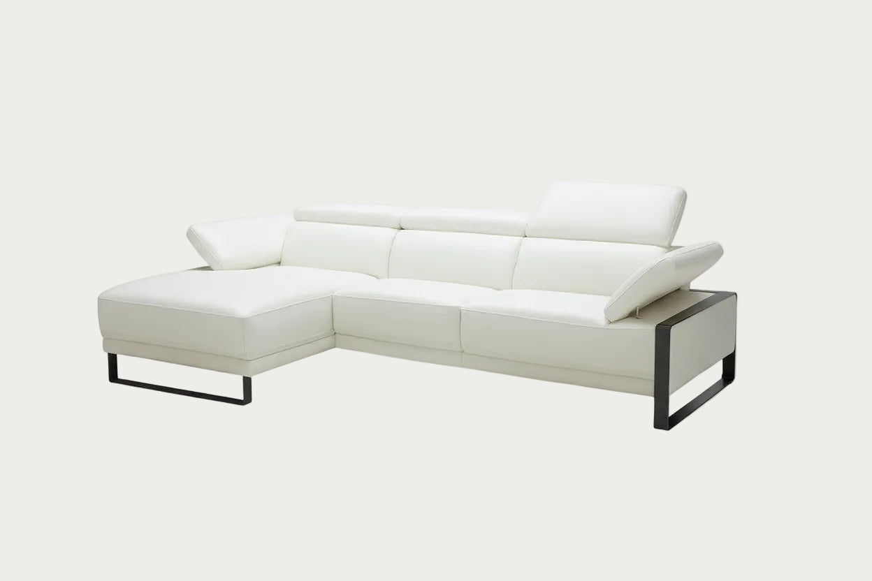 White sectional sofa on a white background