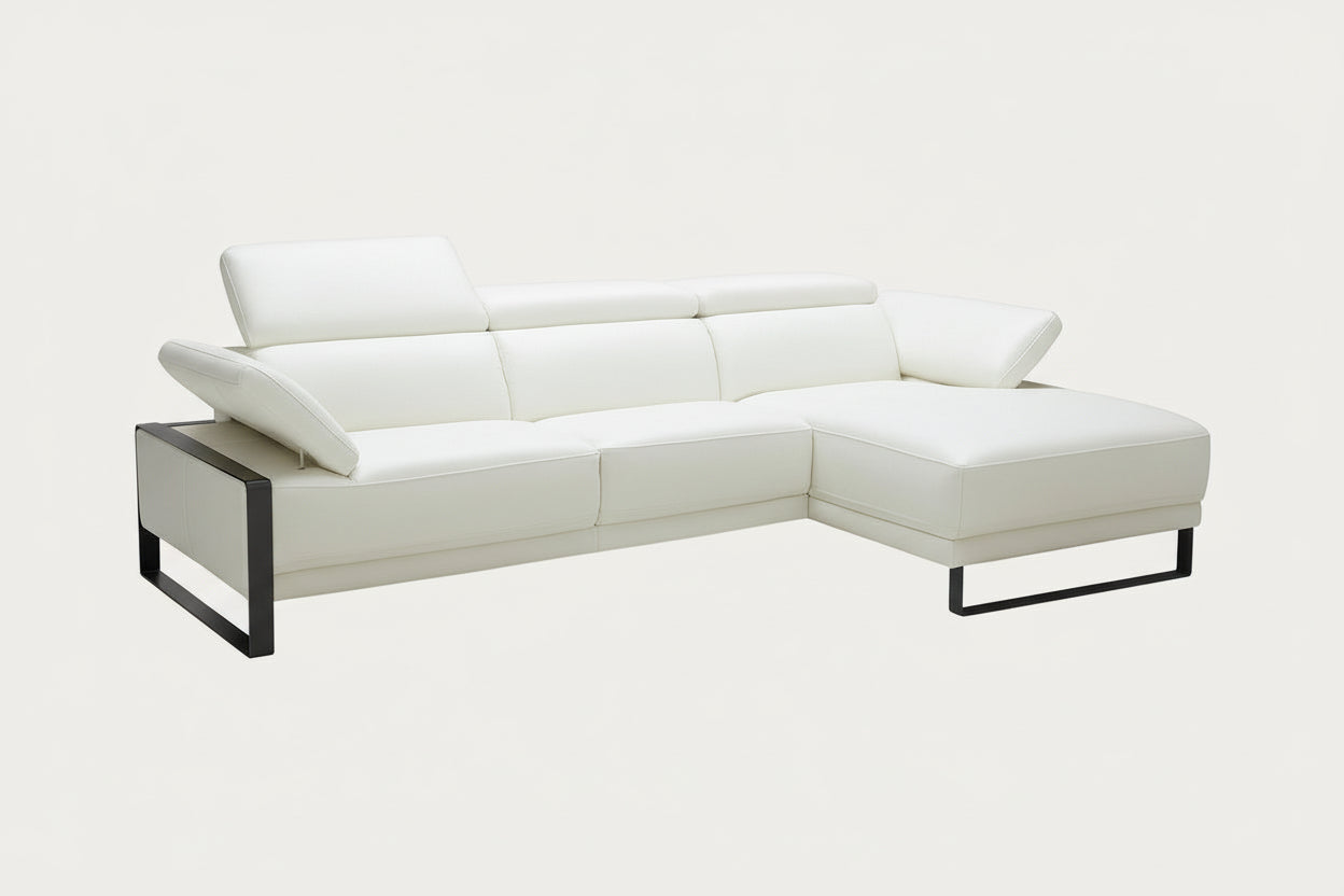 White sectional sofa on a white background