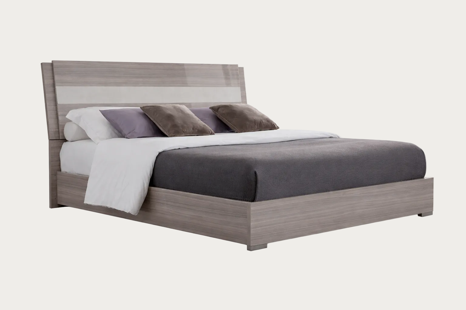 Iris Modern Bed with Wooden Headboard