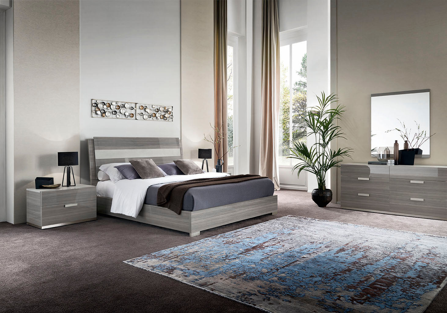Iris Modern Bedroom Set with Wooden Headboard