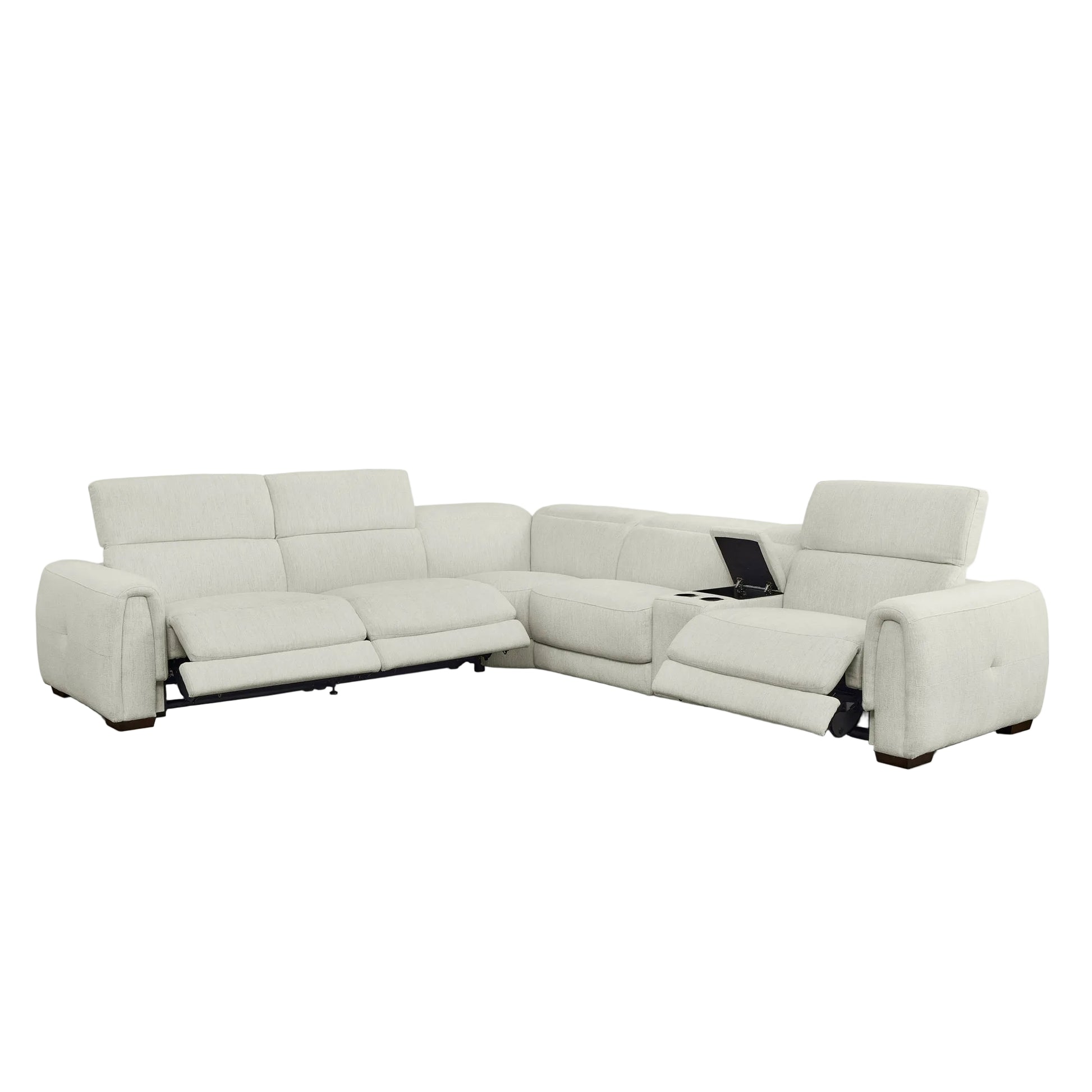 Jovan sectional sofa with reclining seats on a white background