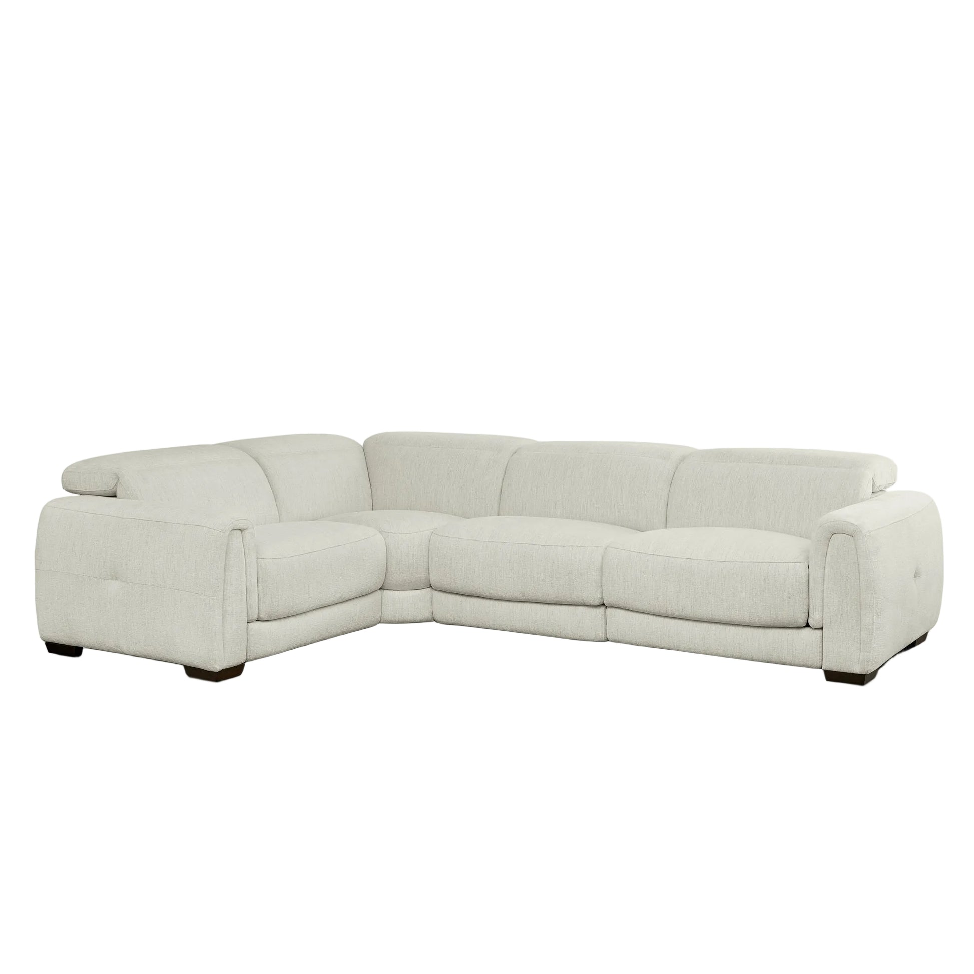 Jovan sectional sofa in a light gray color on a white background