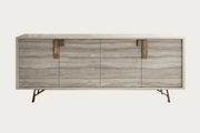 Jupiter wooden sideboard with metal accents on a white background.