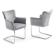 Loran Armchair, Light Gray Fabric Upholstered, Chrome Frame