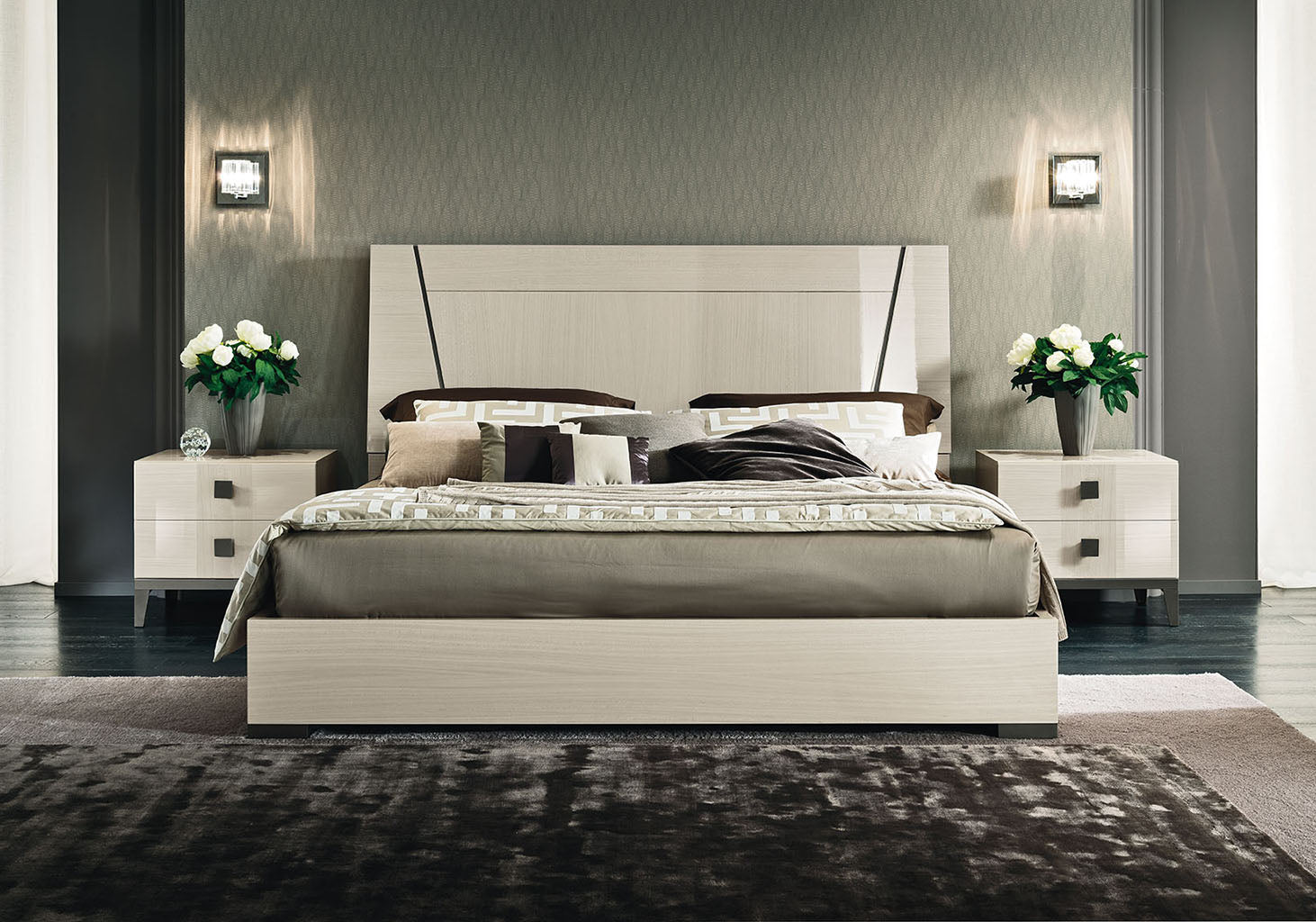 Mont Blanc Modern Bedroom Set with Wooden Headboard