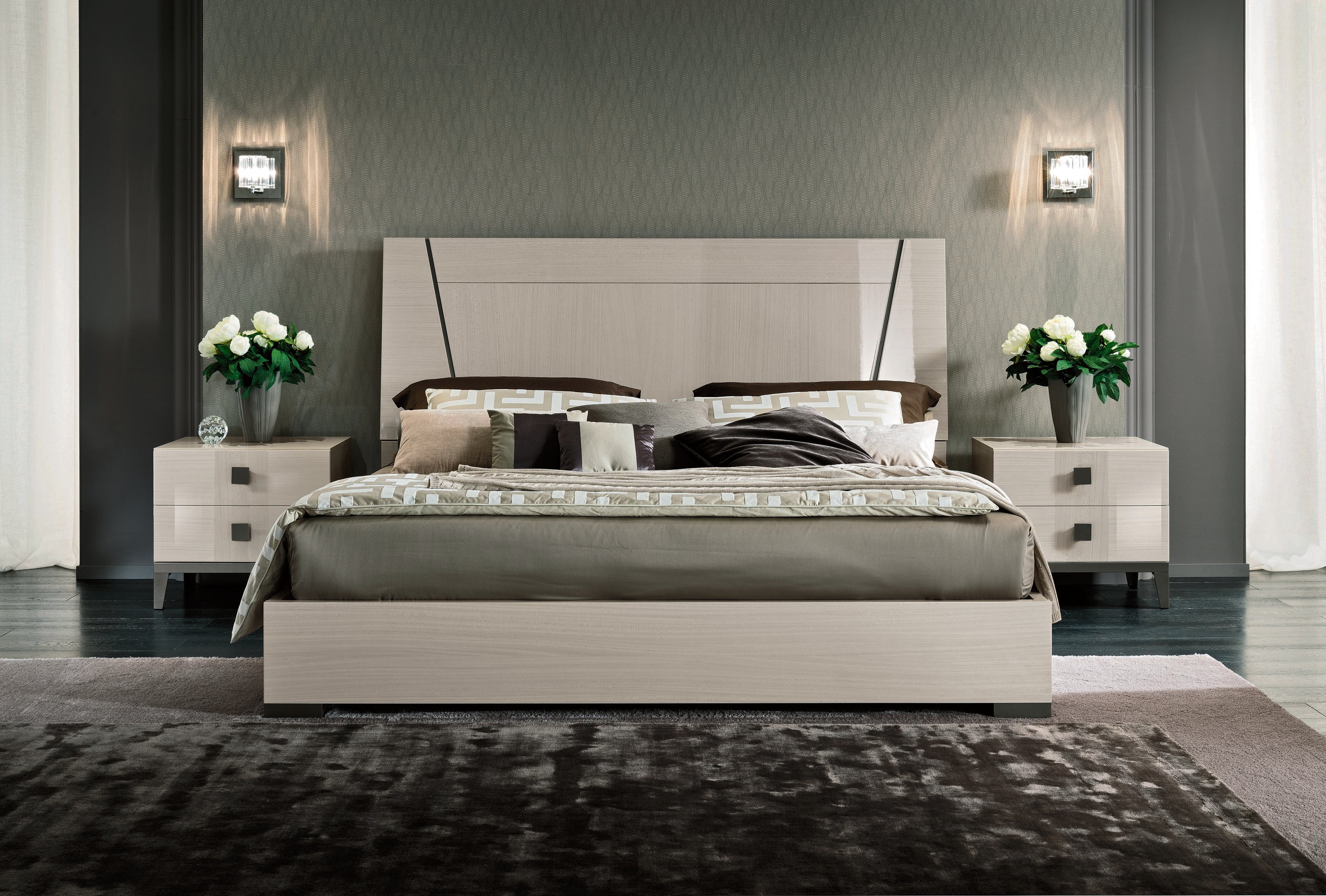 Mont Blanc Modern Bed with Wooden Headboard