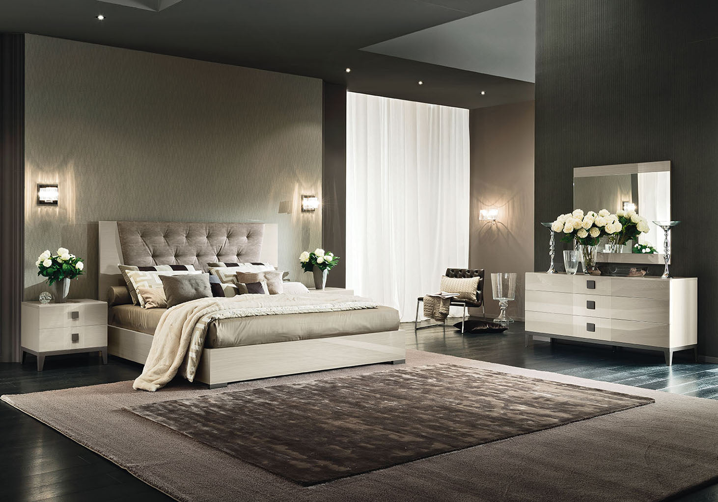 Mont Blanc Modern Bedroom Set with Upholstered Headboard