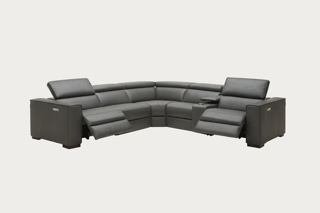 The Picassi dark gray leather sectional sofa by J&M Furniture