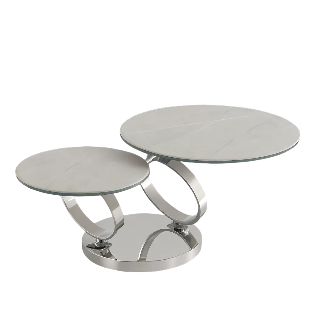 Ruma rotating coffee table with beige top