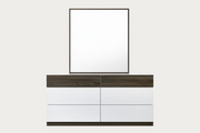 Sanremo white dresser and mirror with dark wood accents 