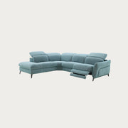 Swan Fabric Sectional with Two Recliners, Dusty Teal