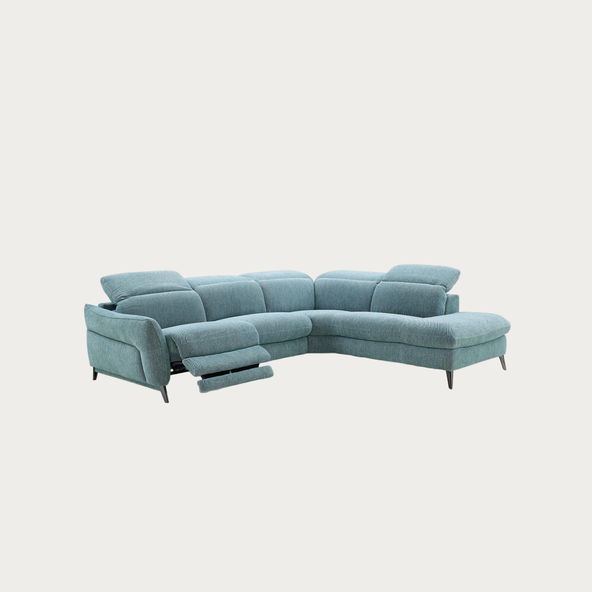 Swan Fabric Sectional with Two Recliners, Dusty Teal
