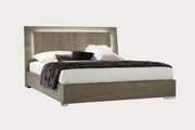 Tivoli modern bed with  headboard lighting and white bedding on a white background
