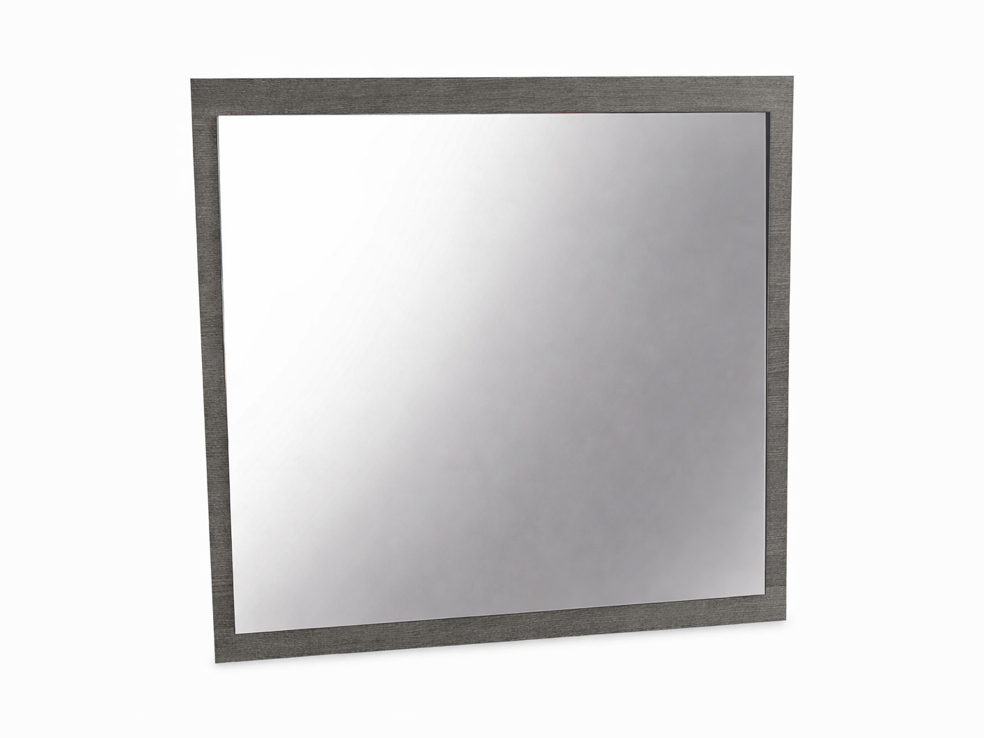 Tivoli rectangular mirror with a gray frame on a white background
