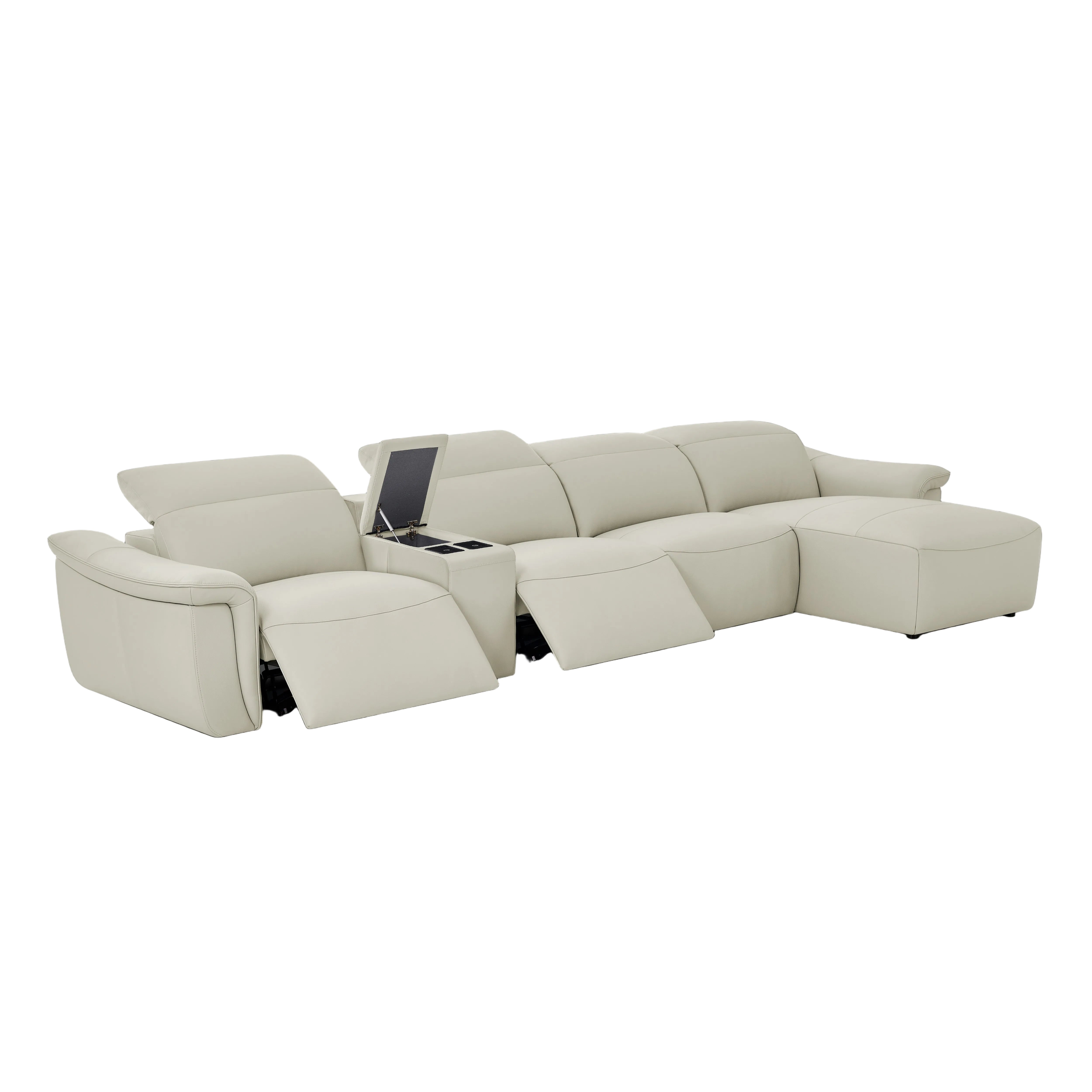 Vanessa 5-Piece Leather Sectional with Dual Power Recliners & Console