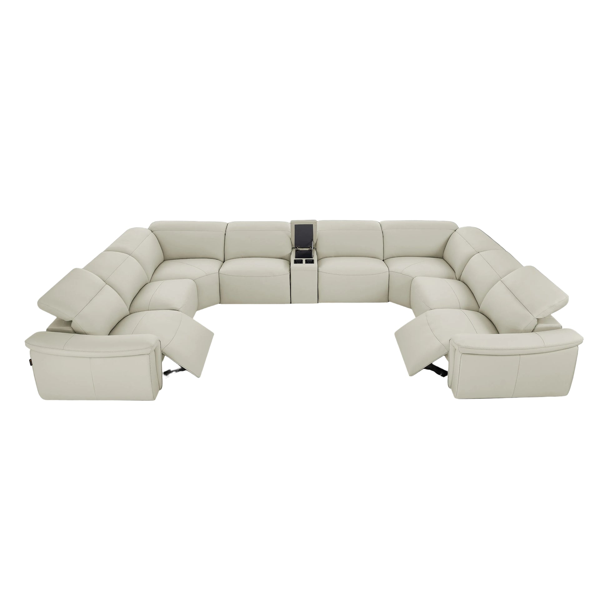 Vanessa 9-pc beige sectional sofa on a white background.