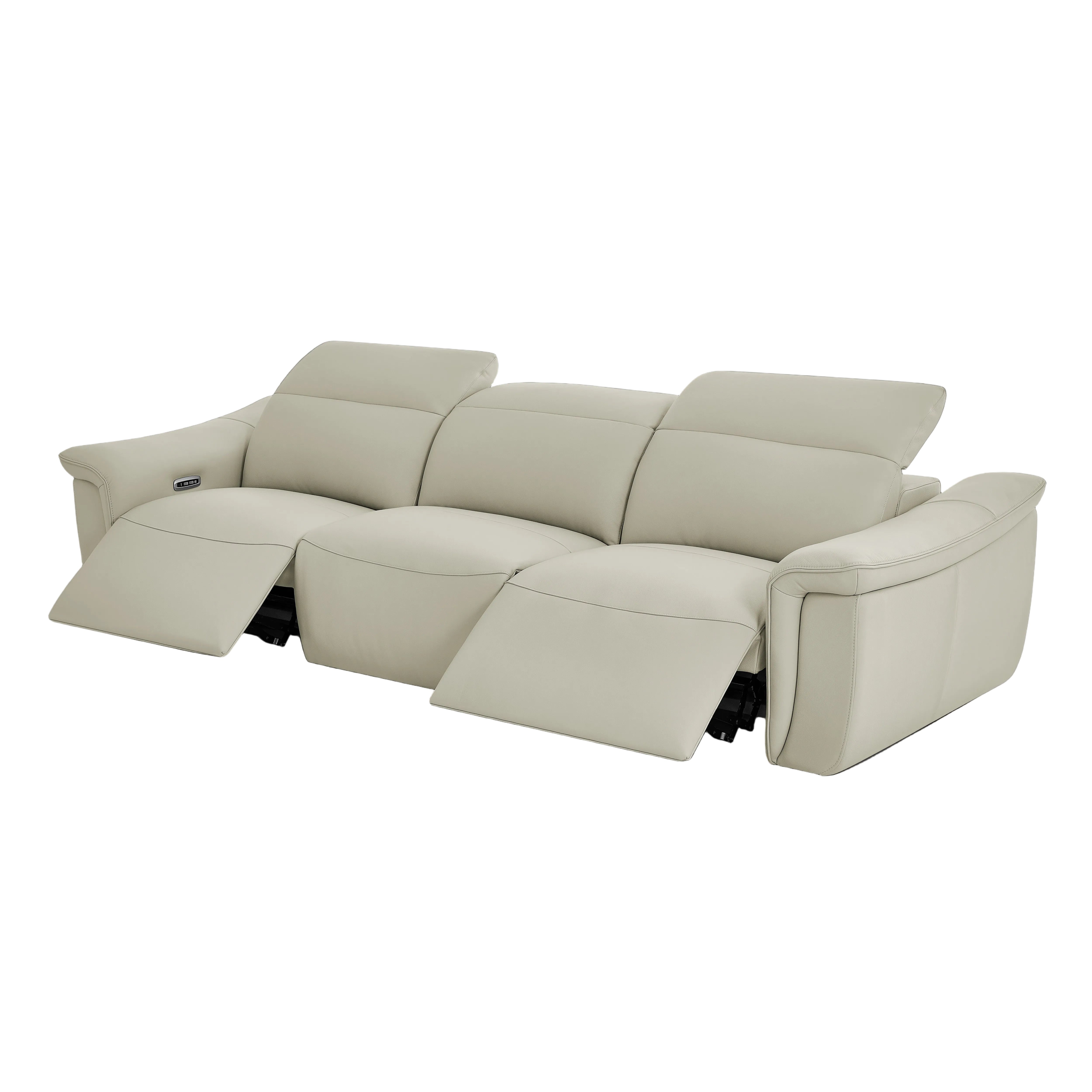 The Vanessa beige reclining sofa on a gray background.