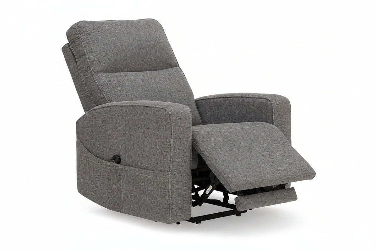 Gray recliner chair on a white background