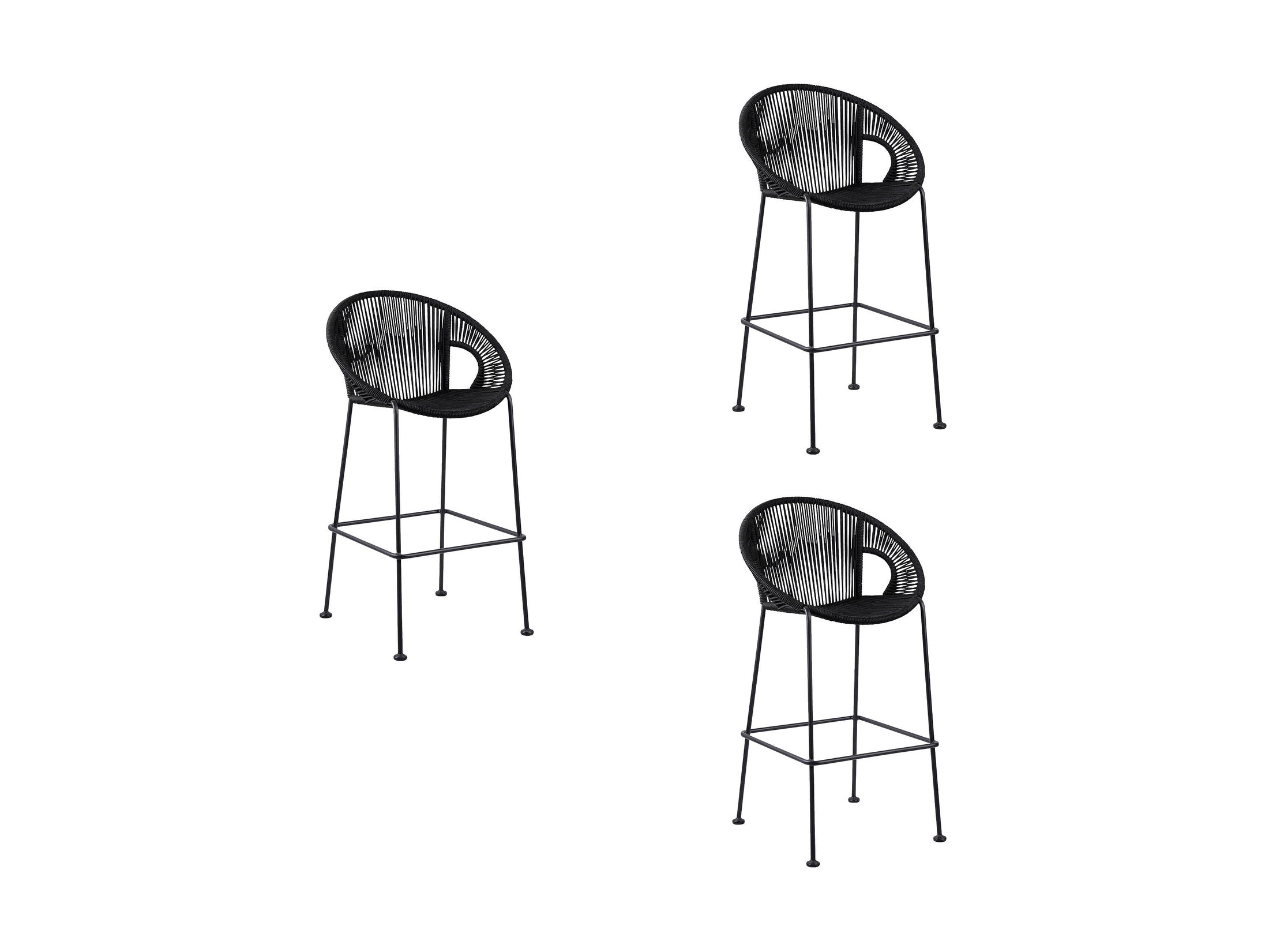 Acapulco - Indoor Outdoor Steel Bar Stool With Rope Set