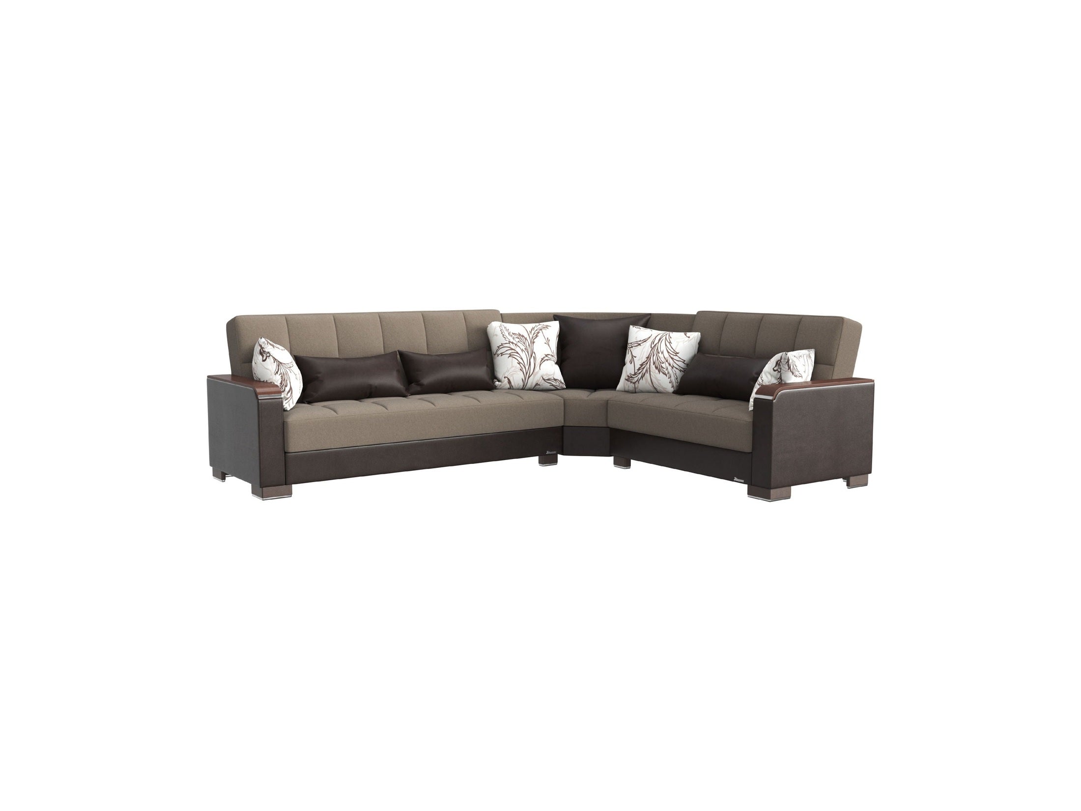 Ottomanson Armada X - Upholstered Convertible Wood Trimmed Sectional With Storage