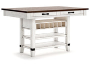 Valebeck - Rect Dining Room Counter Table With Wine Rack