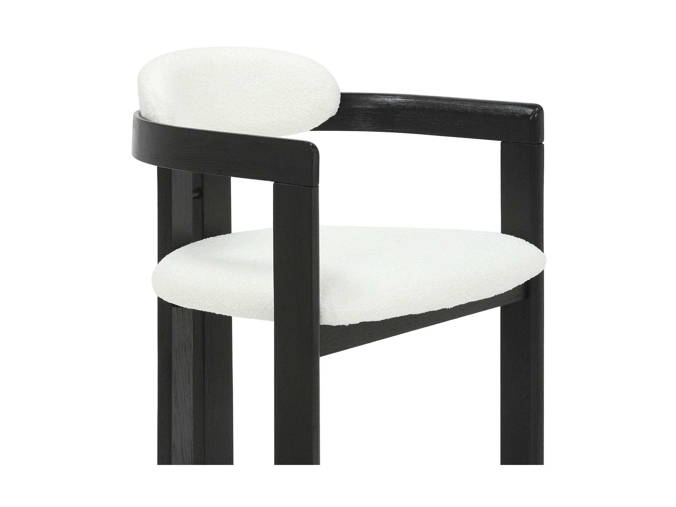 Jazmin - Curved Back Wood Dining Chair With Boucle Fabric Seat Set