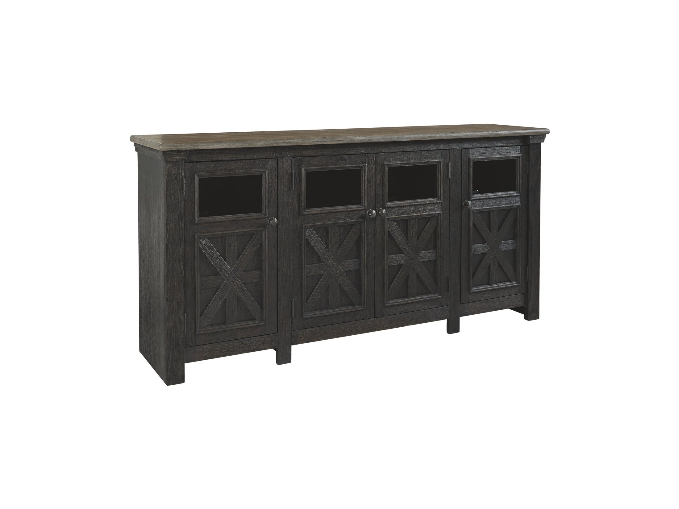 Tyler Creek - Extra Large TV Stand - Black / Gray