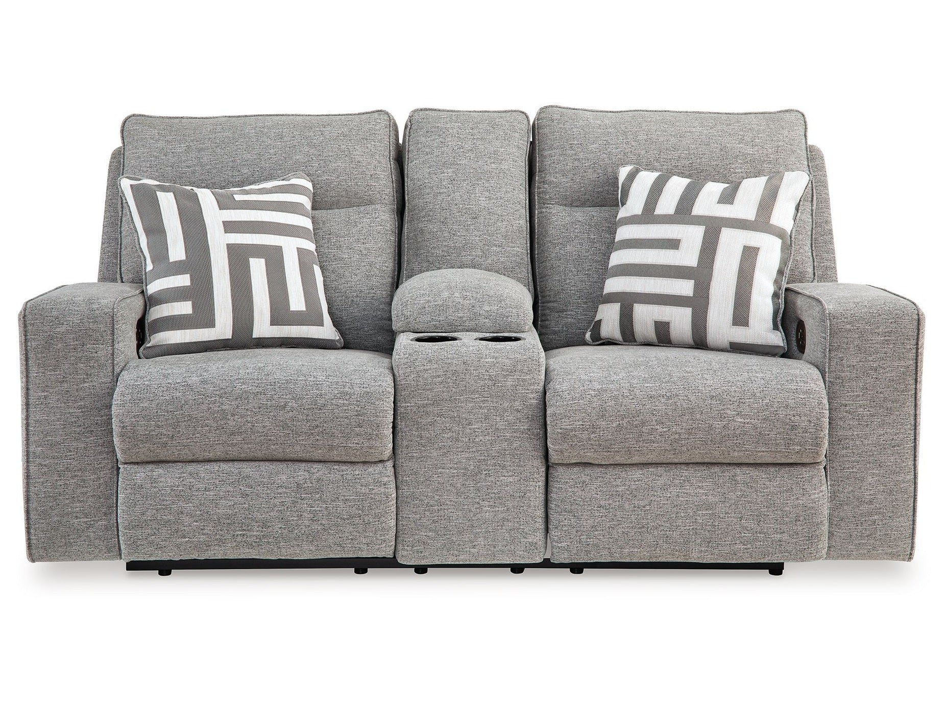 Biscoe - Power Reclining Loveseat With Console /Adj Headrest - Pewter