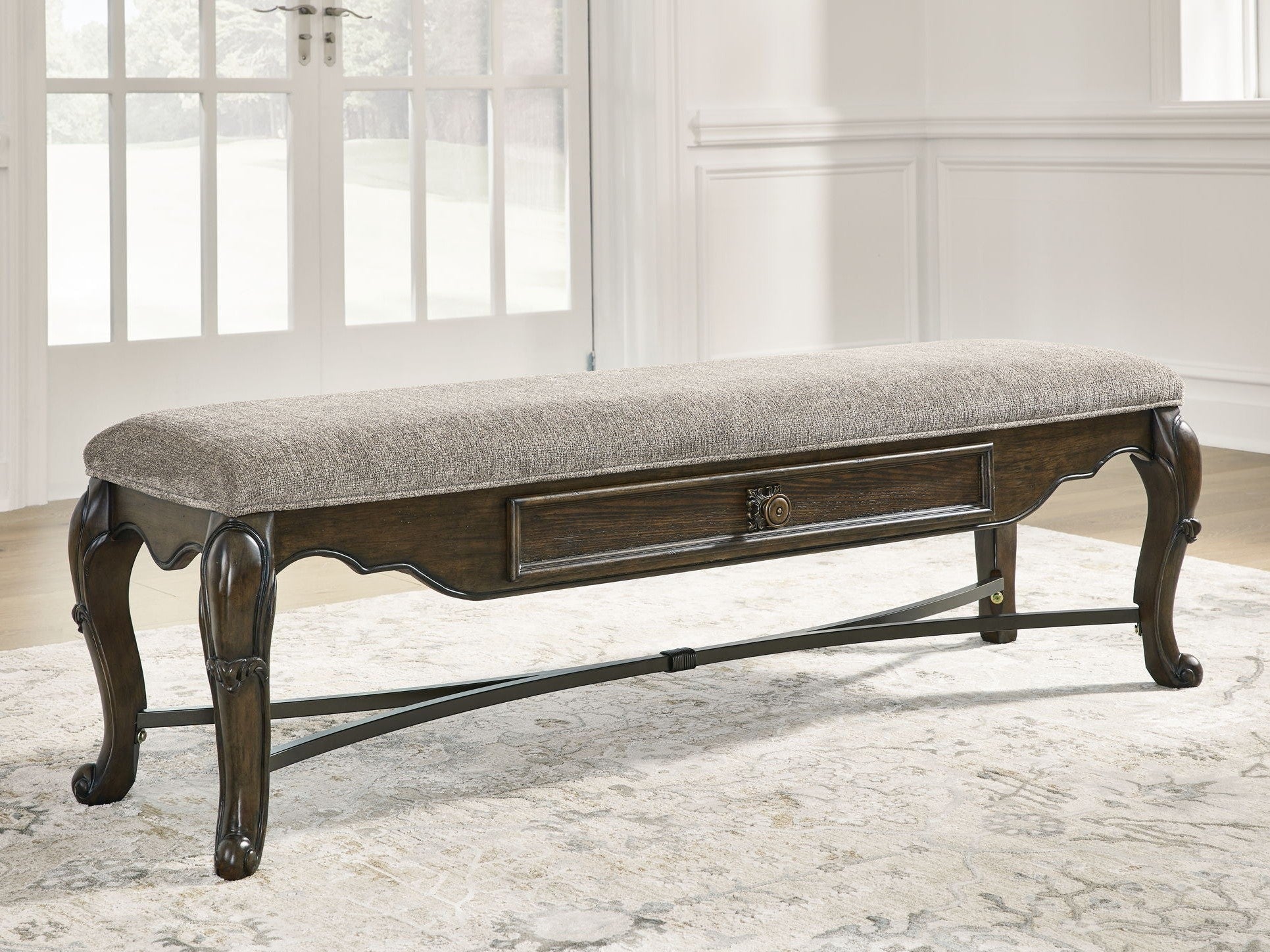 Maylee - Upholstered Storage Bench - Dark Brown