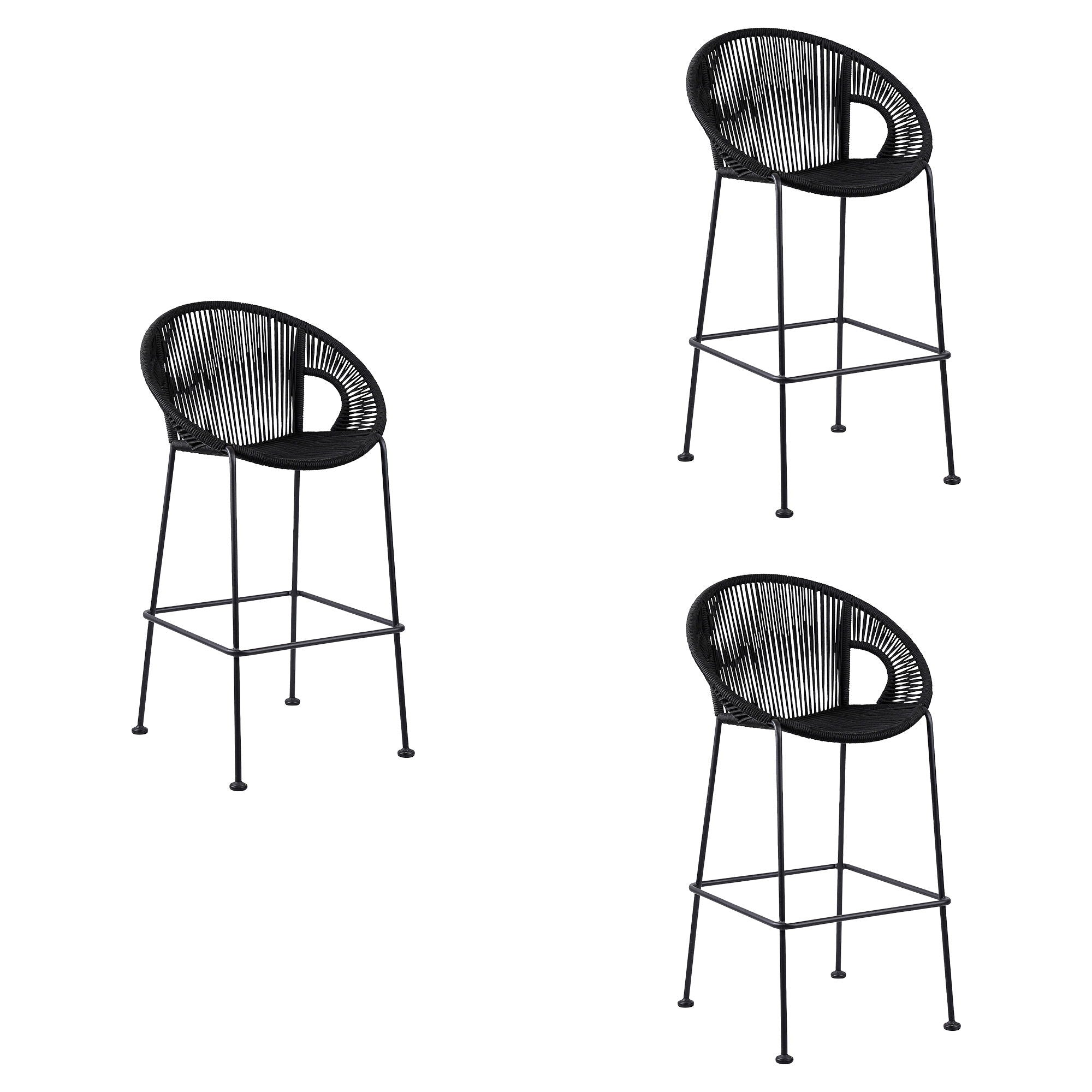 Acapulco - 30" Indoor Outdoor Steel Bar Stool With Rope Set of 2