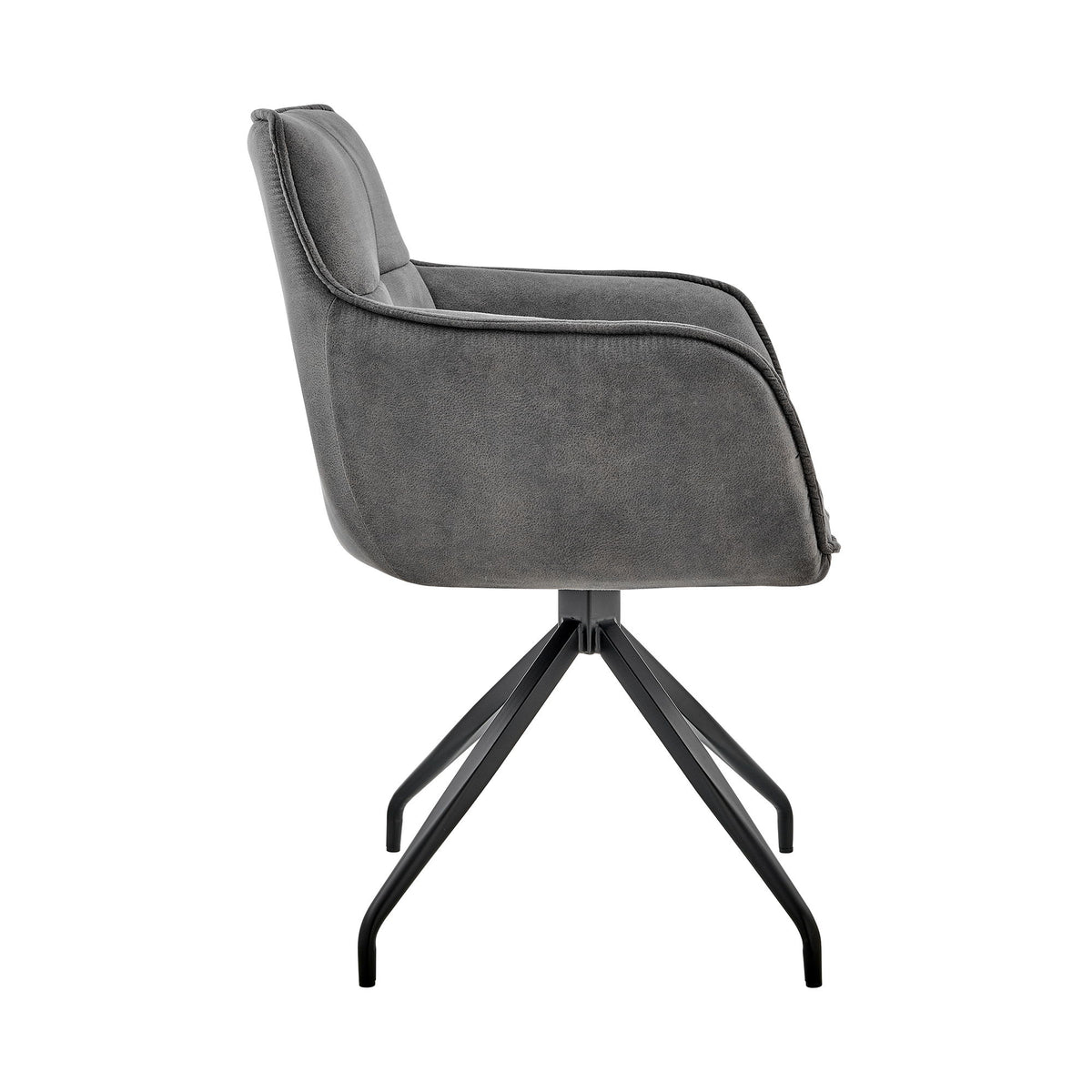 Noah - Fabric And Metal Legs Dining Room Accent Chair (Set of 2) - Charcoal / Black