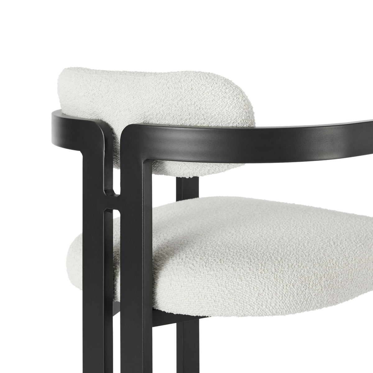 Jazmin - Outdoor Dining Chair With Boucle Cushion And Powder Coated Aluminum Frame (Set of 2) - Cream / Black