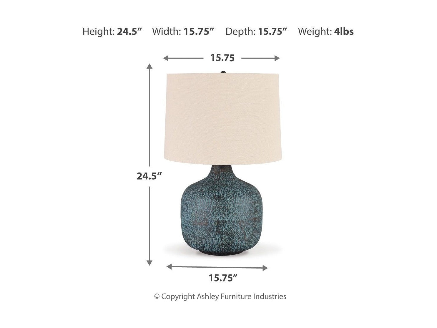 Malthace - Metal Table Lamp  - Patina
