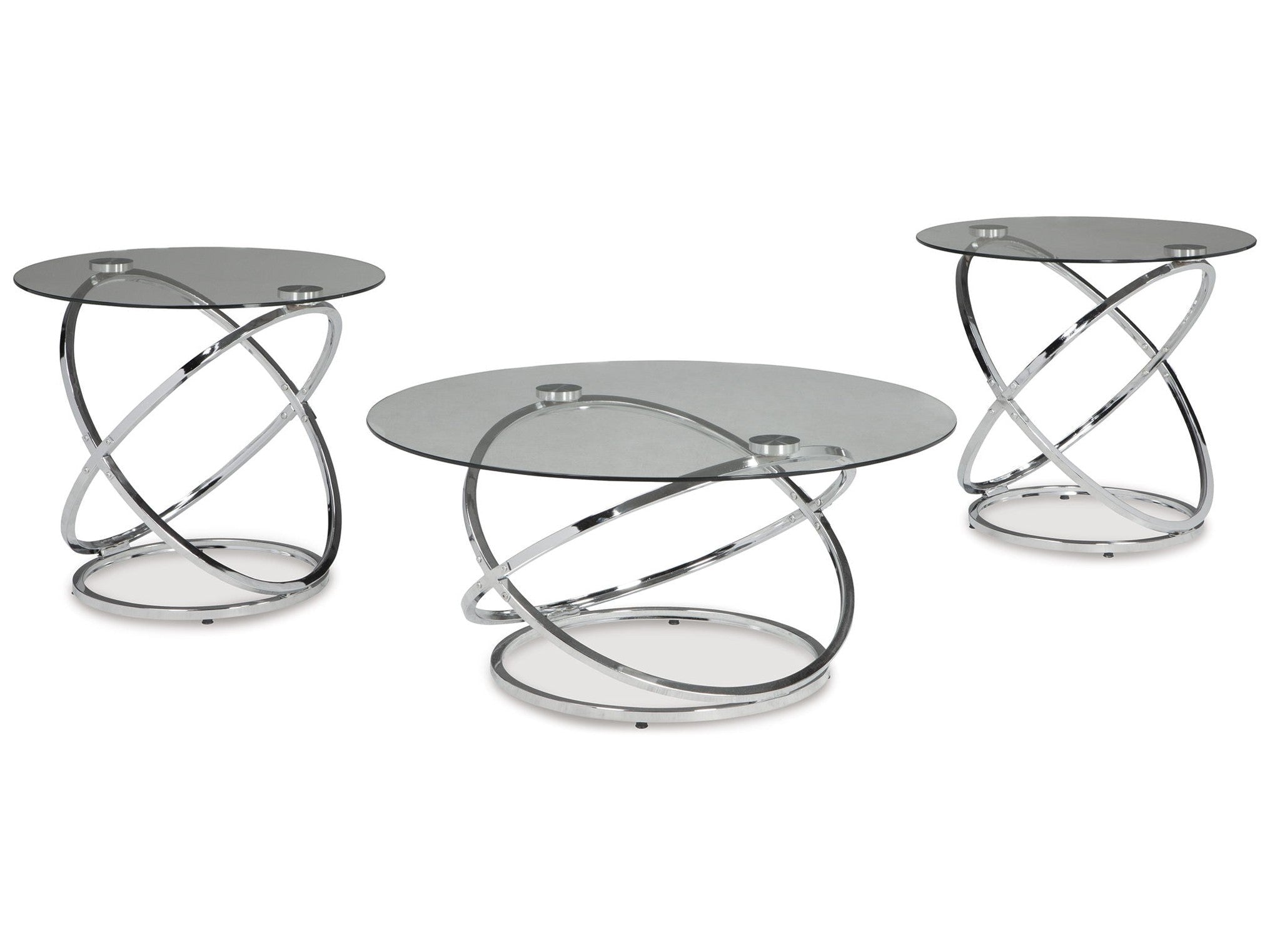 Hollynyx - Occasional Table Set (Set of 3) - Chrome Finish