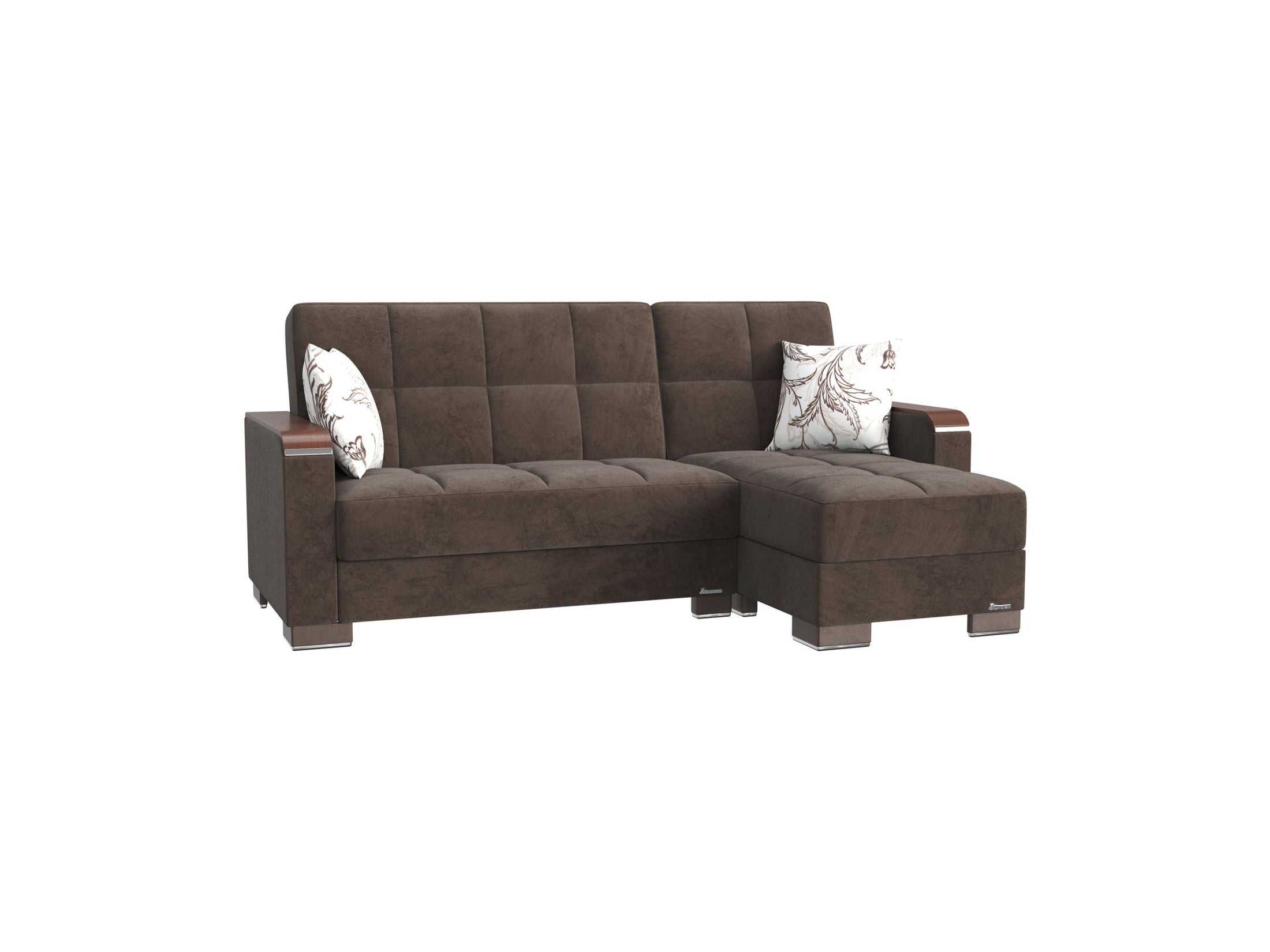 Ottomanson Armada X - Upholstered Convertible Wood Trimmed Chaise Lounge With Storage - Microfiber