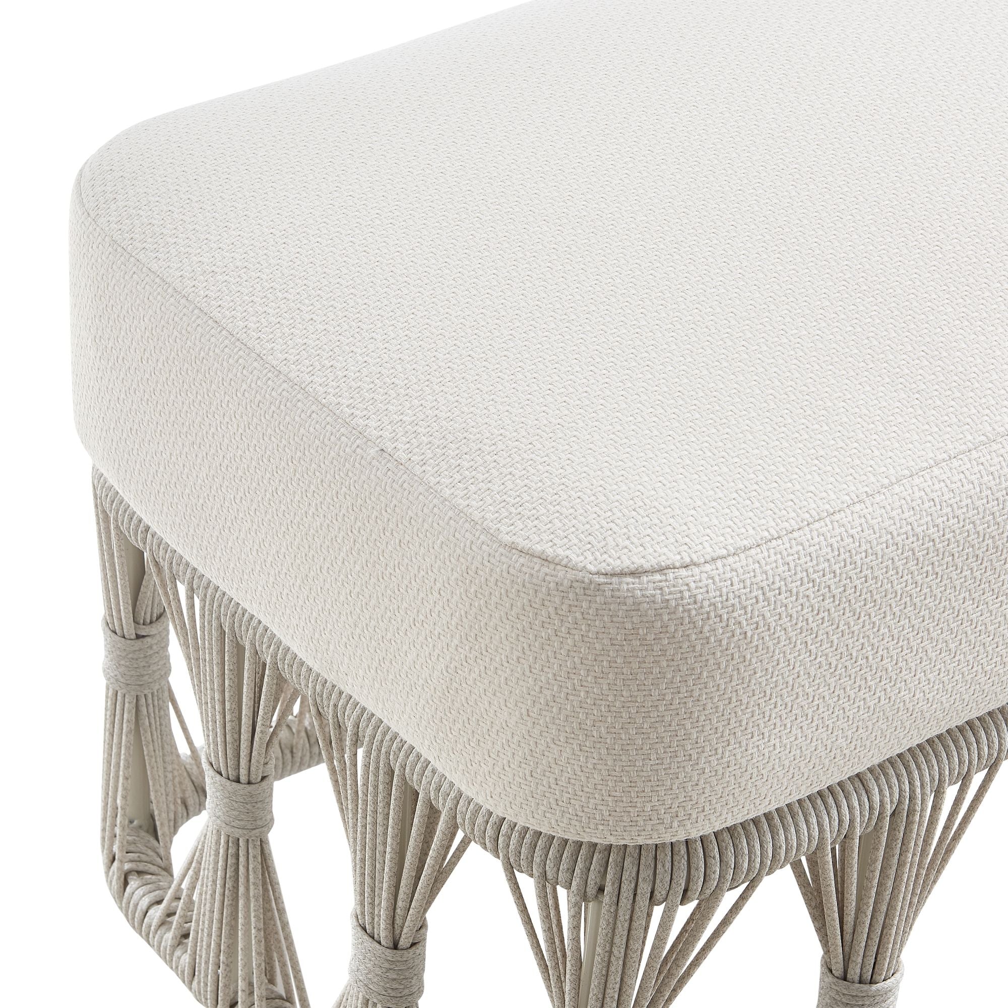 Breeze - Cream Metal Outdoor Ottoman With Cushions - Pearl