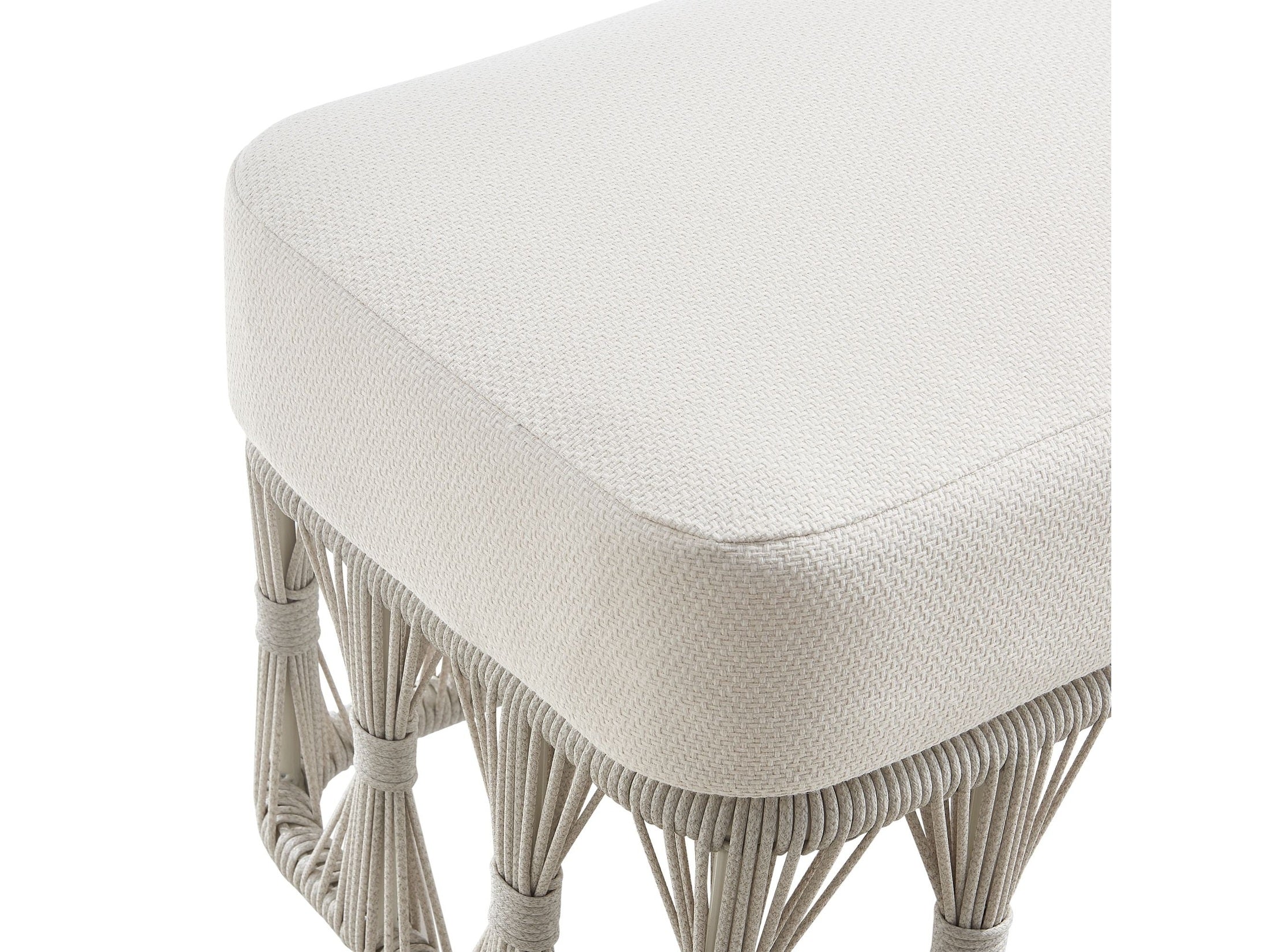 Breeze - Cream Metal Outdoor Ottoman With Cushions - Pearl