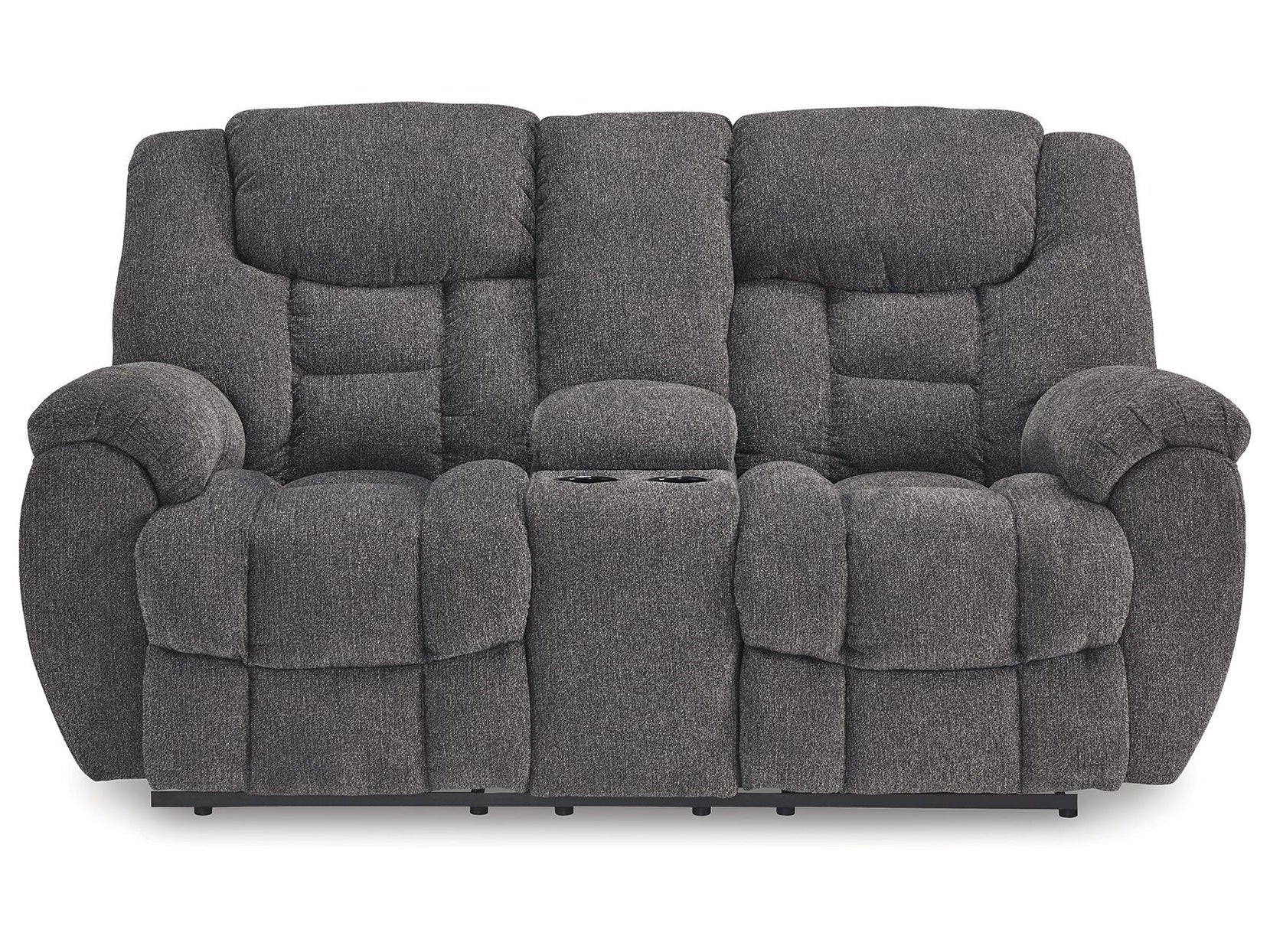 Foreside - Dbl Reclining Loveseat with Console - Charcoal