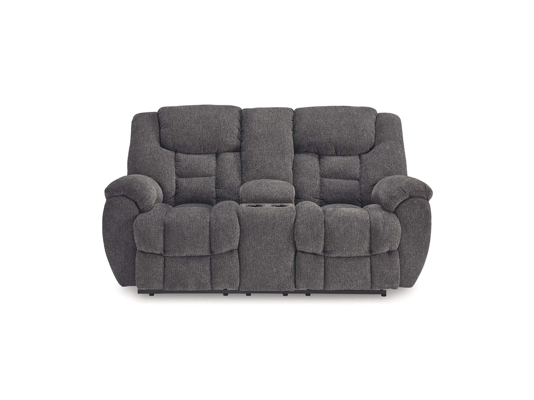 Foreside - Dbl Reclining Loveseat with Console - Charcoal