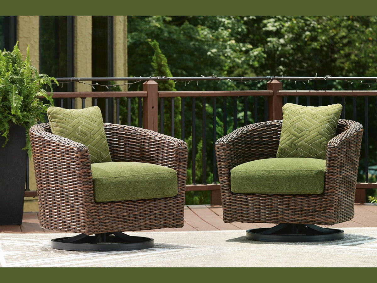 Horizon Hall - Swivel Lounge With Cushion - Brown / Green