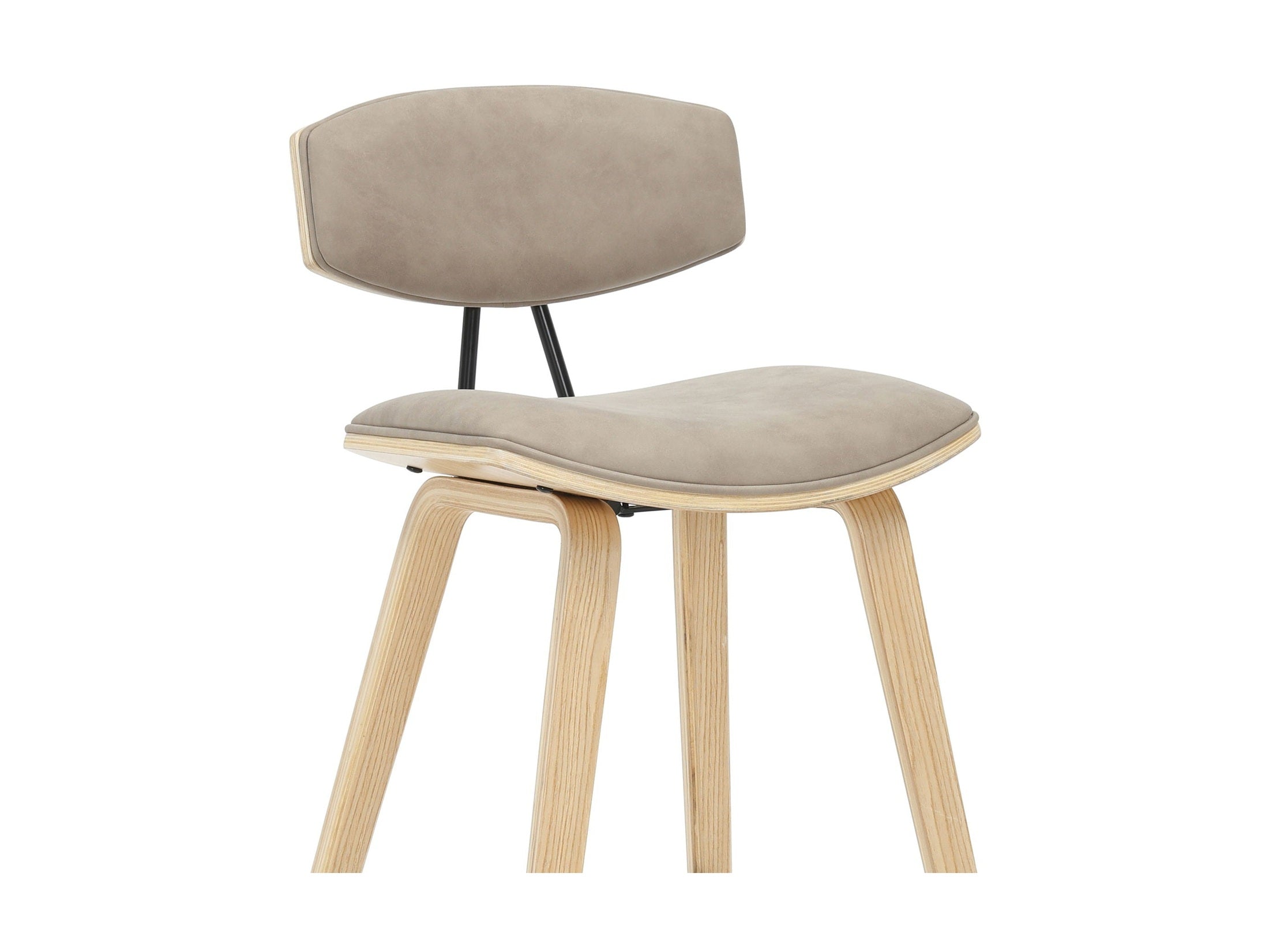 Fox - Bar Height Curved Back Wood Bar Stool With Faux Leather Seat