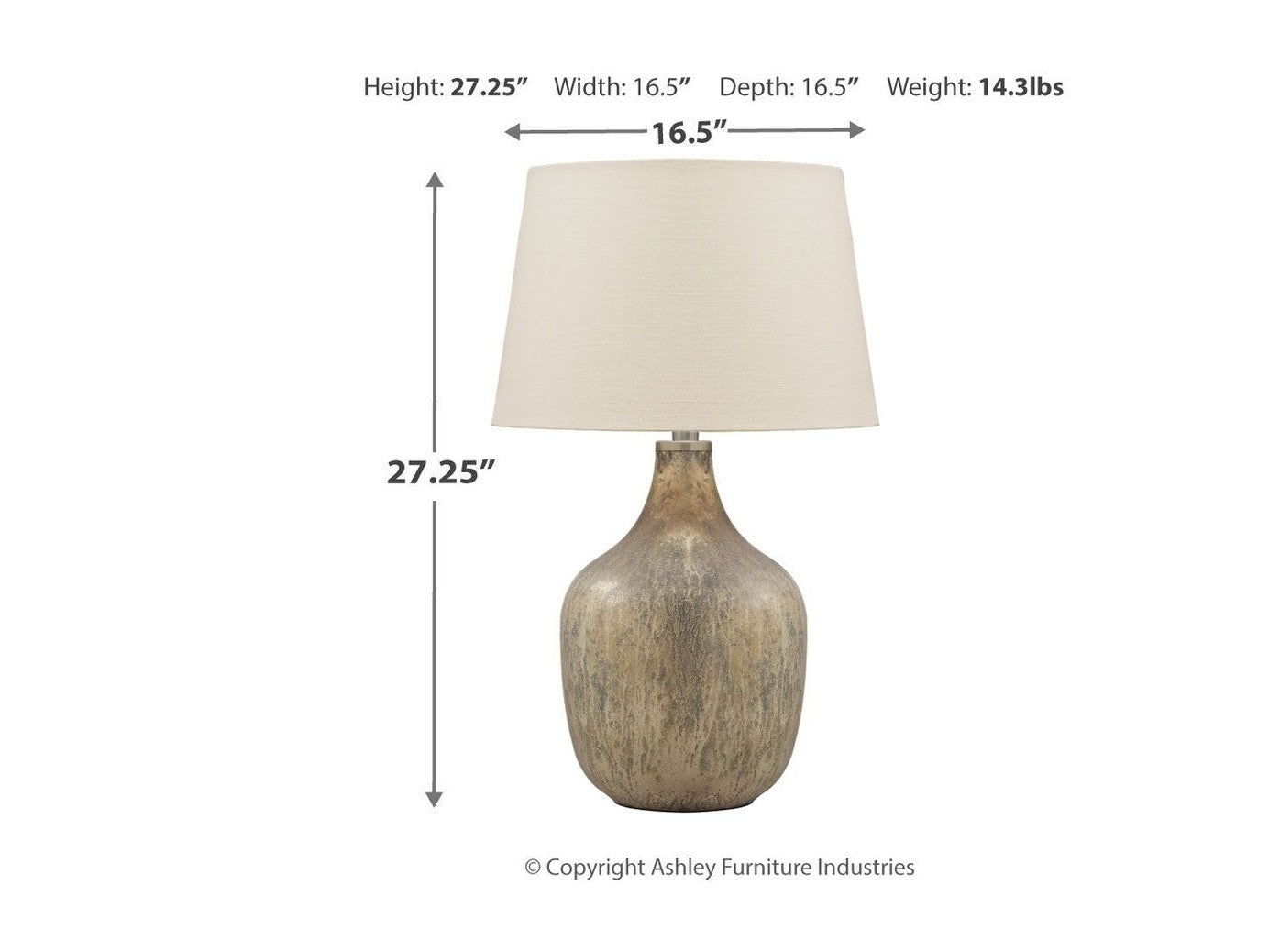 Mari - Glass Table Lamp  - Gray / Gold Finish