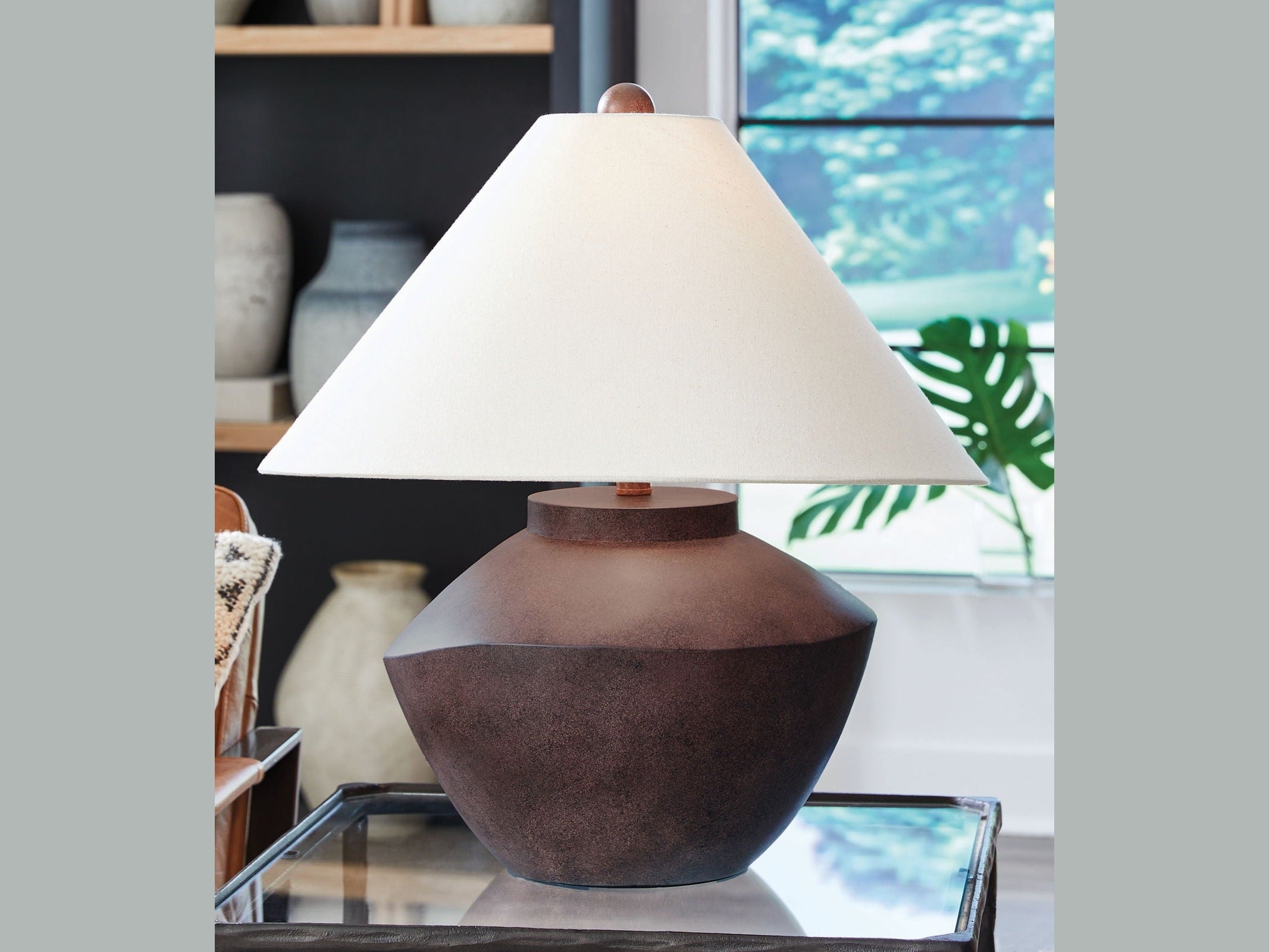 Honsworth - Poly Table Lamp - Antique Brown