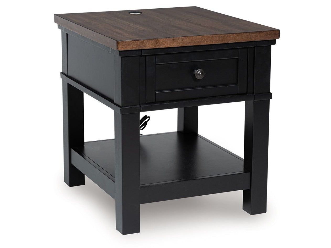 Wildenauer - Rectangular End Table - Brown / Black