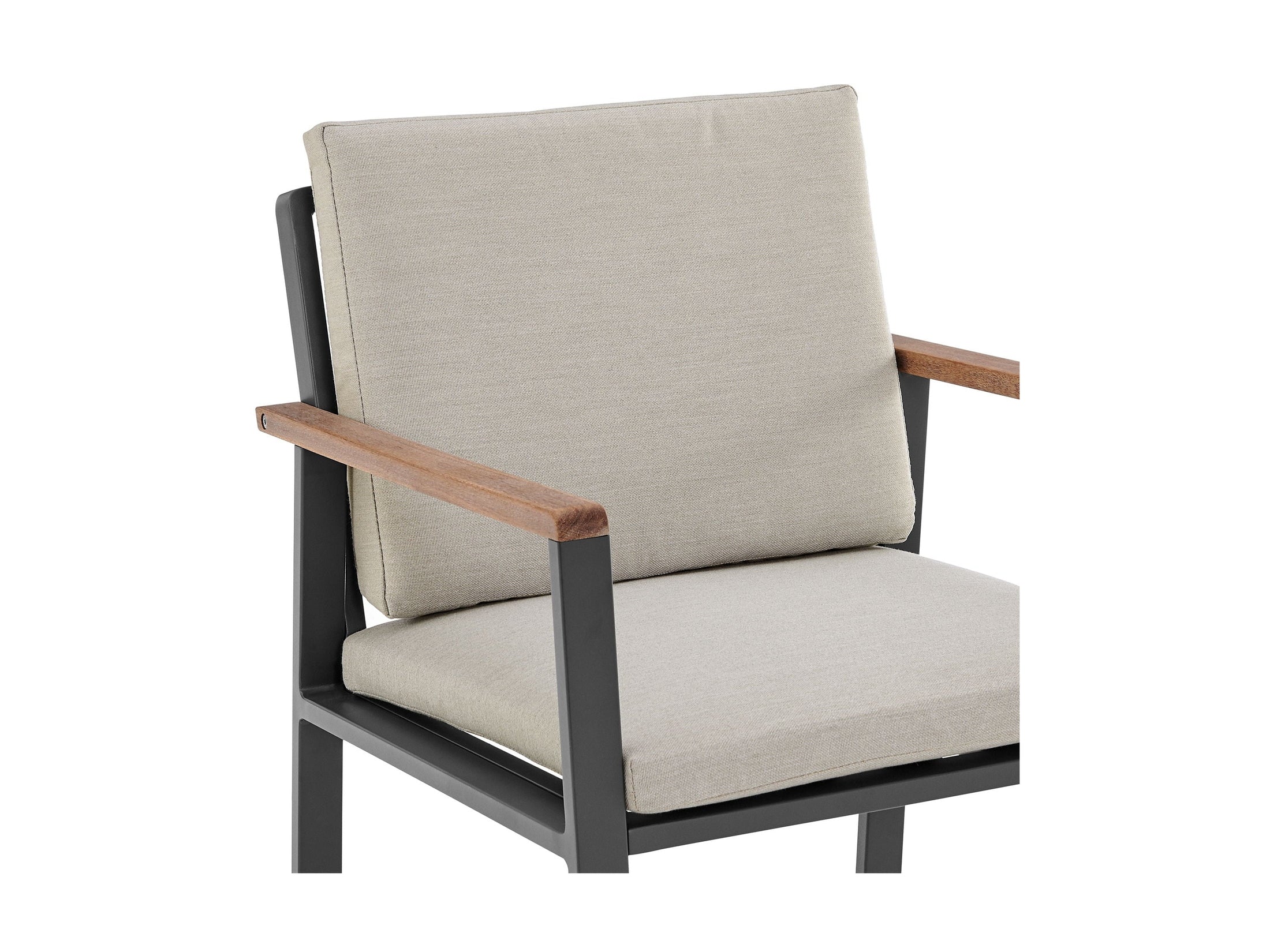 Nofi - Outdoor Patio Dining Chair With Cushions (Set of 2) - Charcoal / Taupe