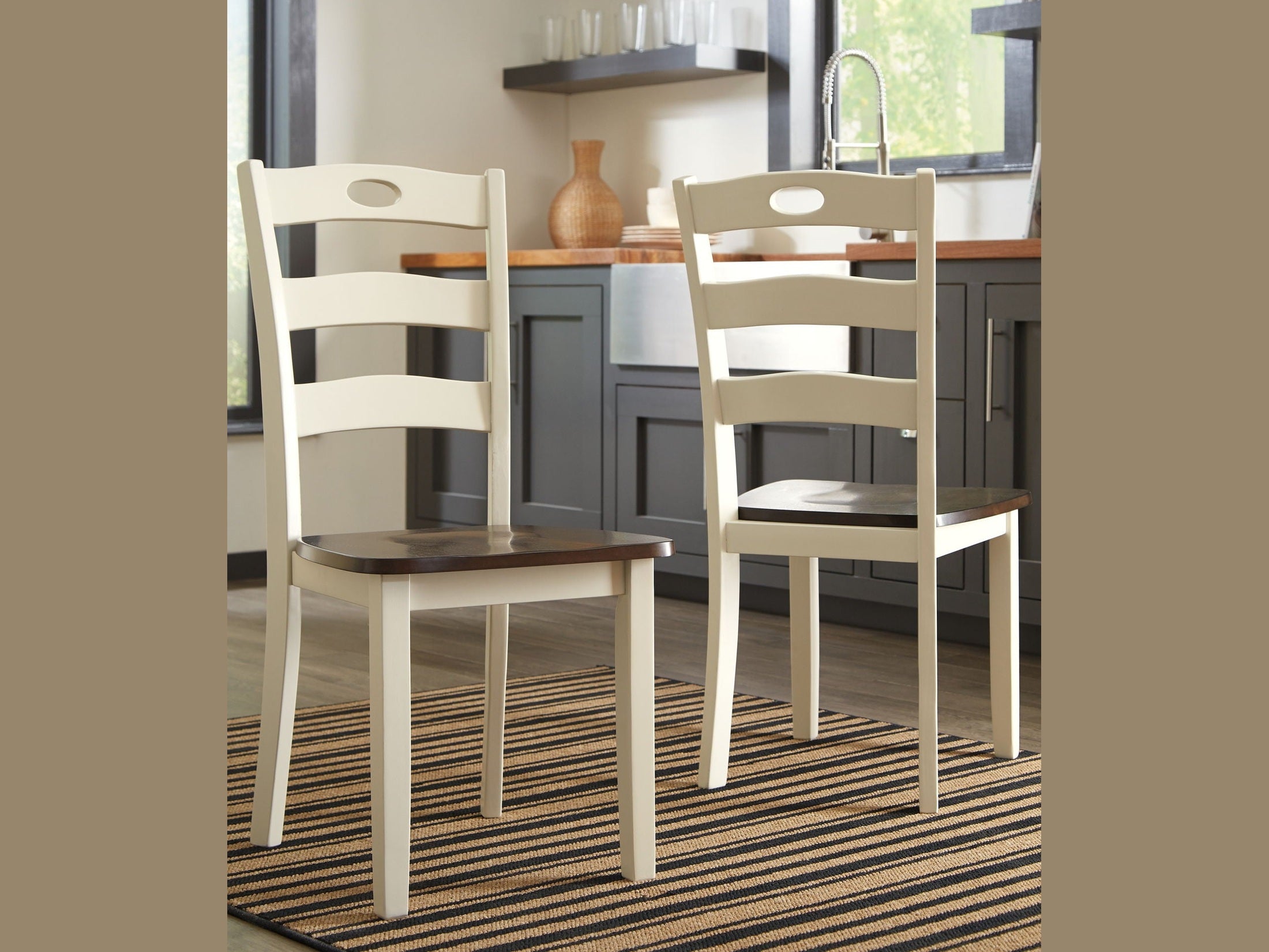 Woodanville - Dining Room Side Chair (Set of 2) - Cream / Brown